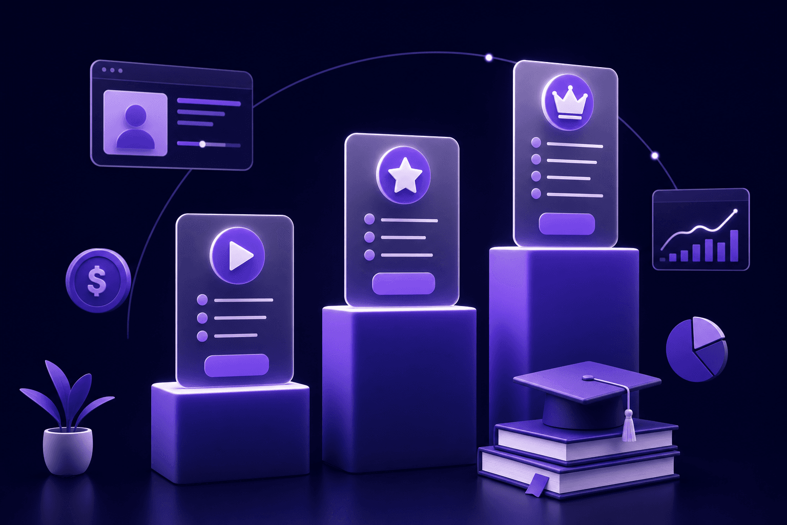 online course pricing tiers — courses editorial illustration