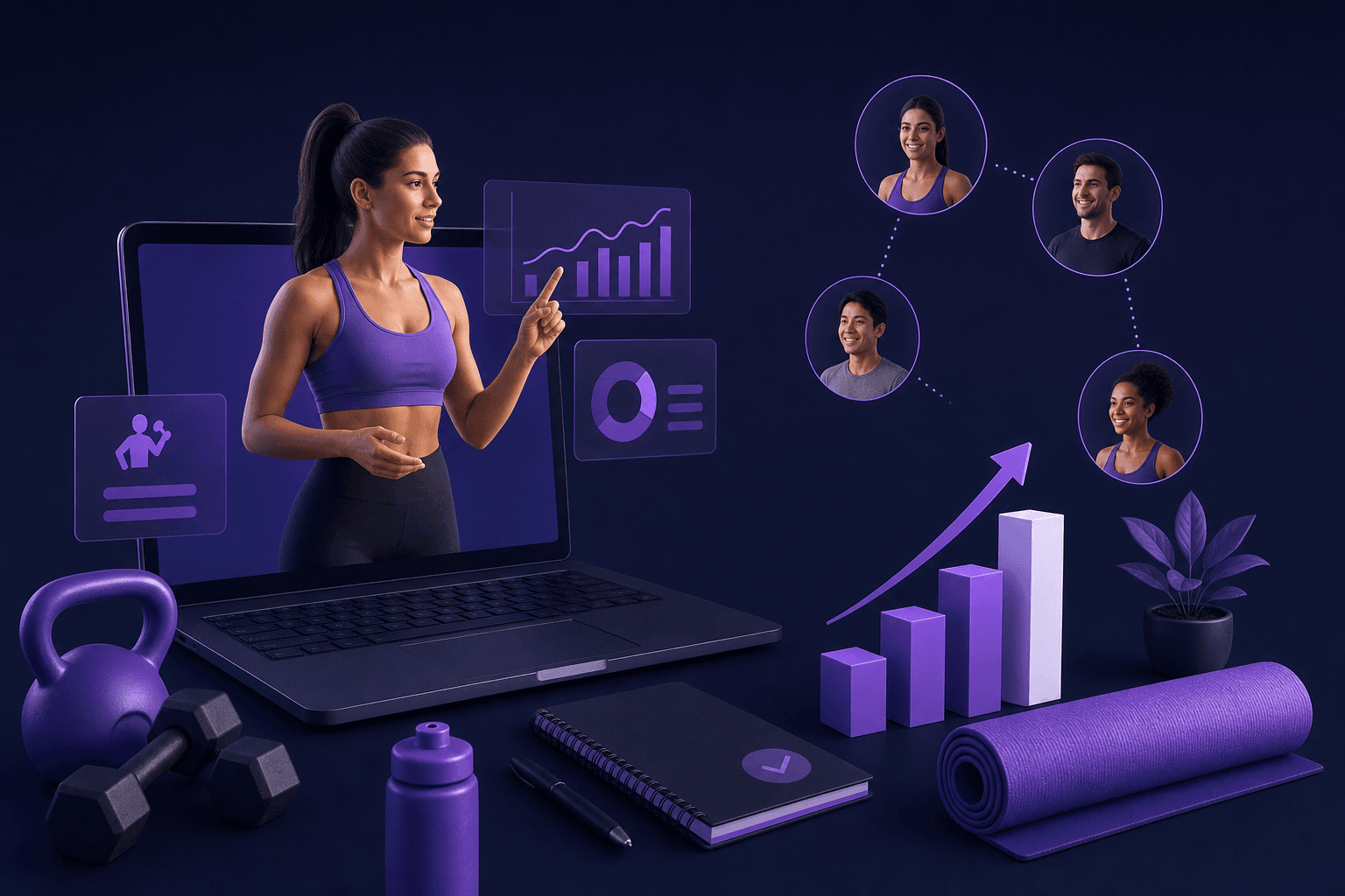 online fitness coaching business — coaching editorial illustration