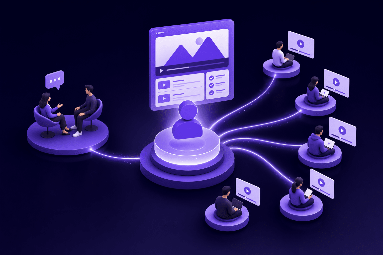 hybrid coaching model — coaching editorial illustration