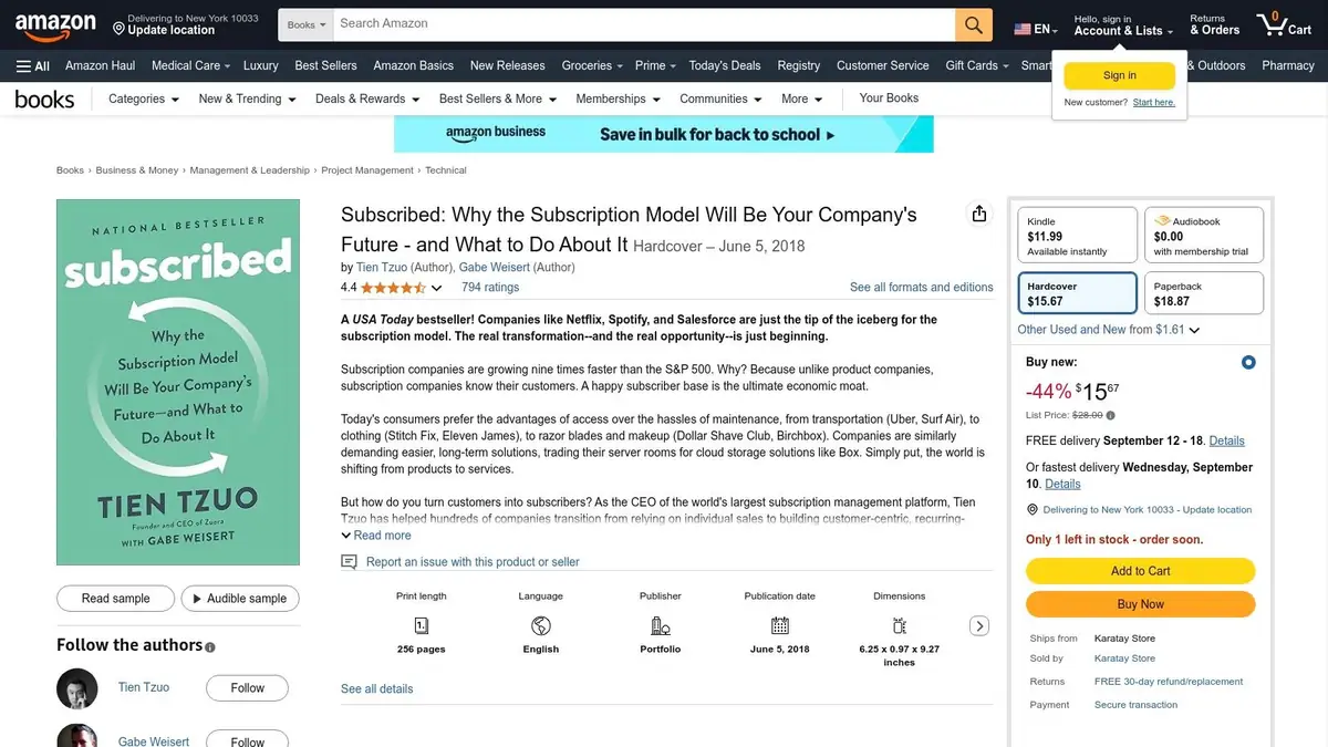 Amazon – Books with Real-World Subscription Examples