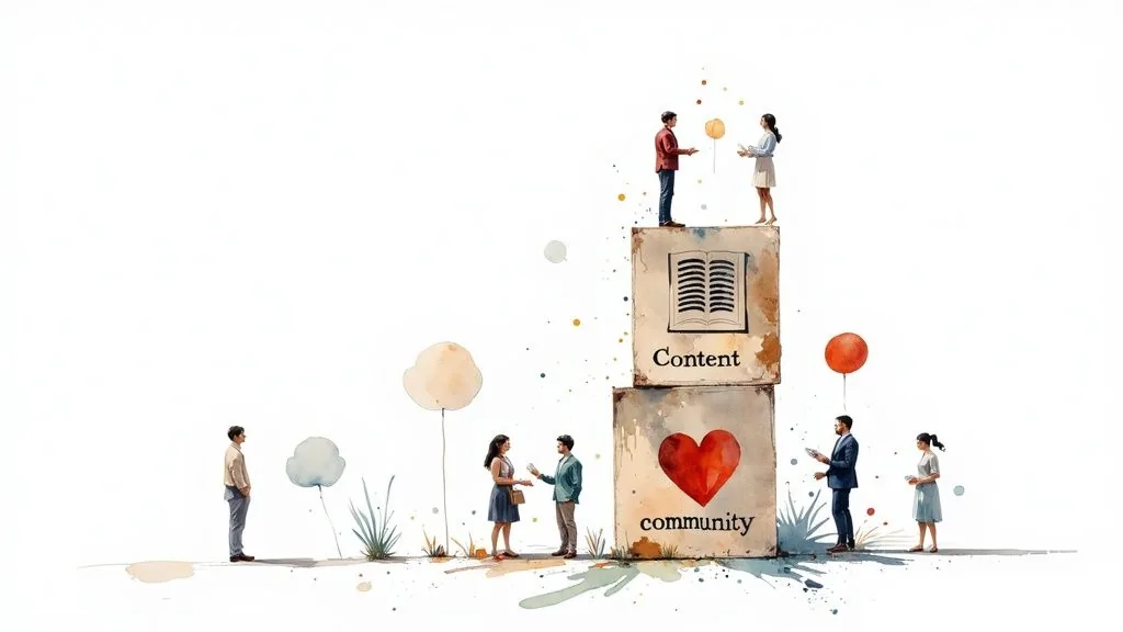 A group of diverse individuals collaborating and engaging in an online community setting.