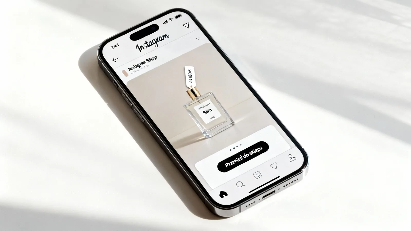 Kobieta przeglądająca sklep na Instagramie na swoim telefonie