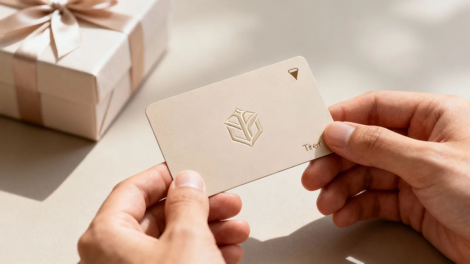A person holding a loyalty card and a smartphone, surrounded by icons of rewards and perks.
