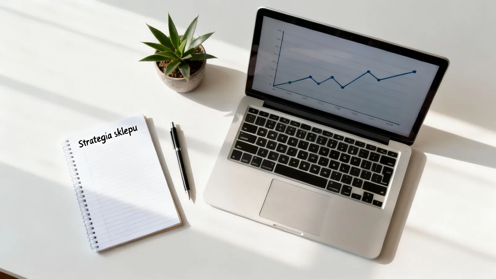 Kilka laptopów wyświetlających różne interfejsy platform e-commerce