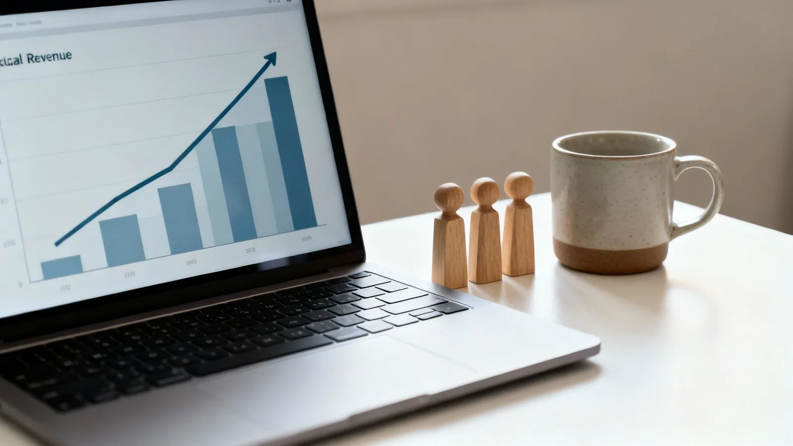 A person working on a laptop surrounded by charts and graphs, representing business growth and strategy.
