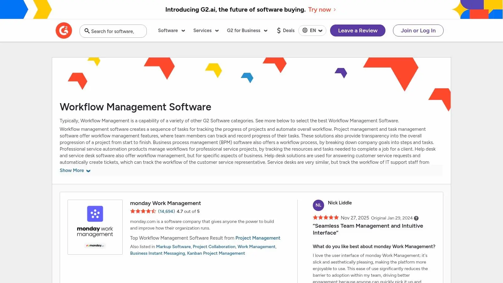 G2 — Workflow Management (and related Automation) Category