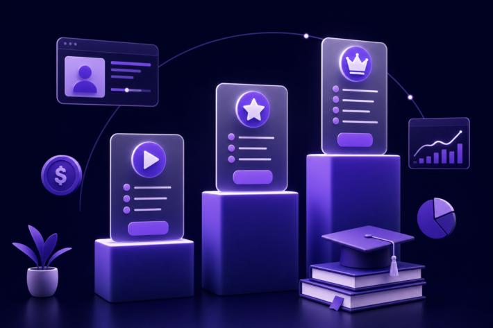 online course pricing tiers — courses editorial illustration