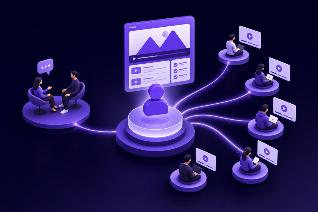 hybrid coaching model — coaching editorial illustration