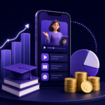 branded mobile app for online courses cost — coaching editorial illustration