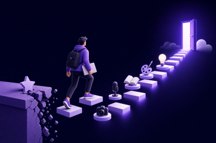 thinkific free plan — courses editorial illustration